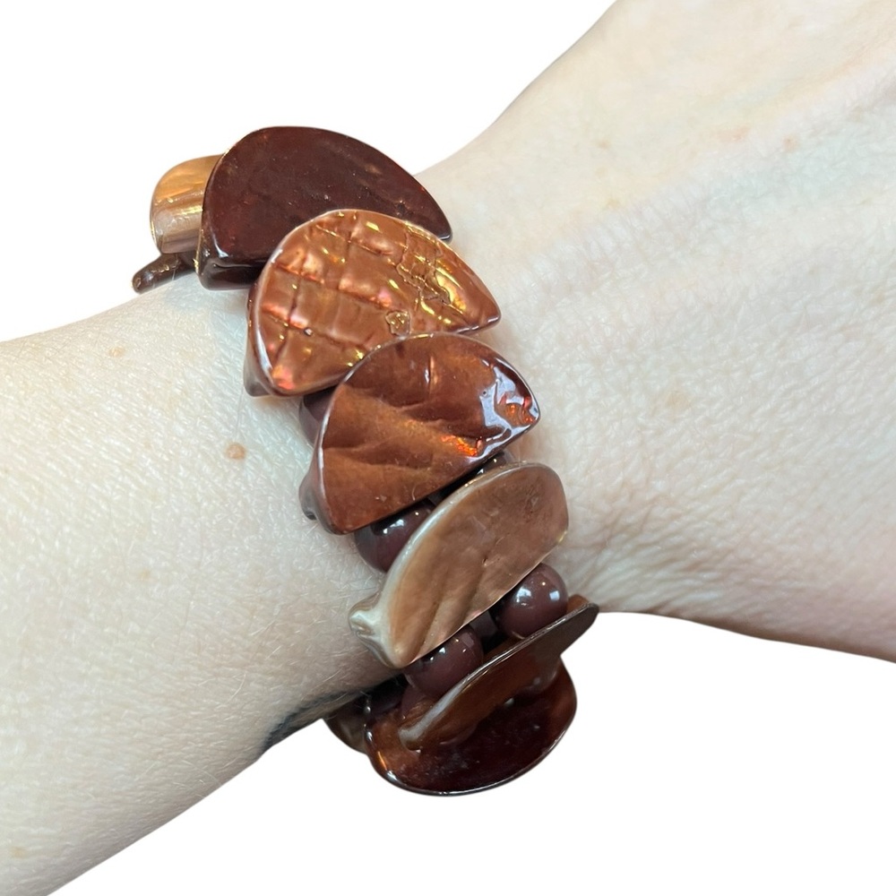 Large Brown Abalone Inspired Chunky Shell Beaded … - image 3